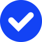 White tick in dark blue circle icon