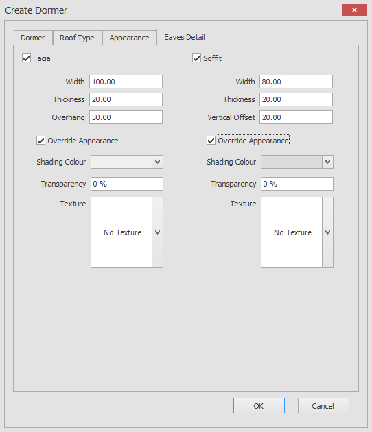 Create roof dormer eaves detail checked
