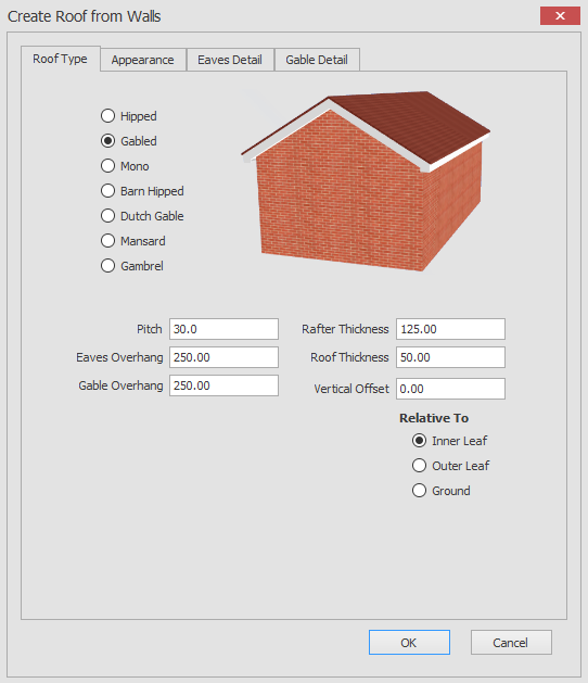 Create roof from walls