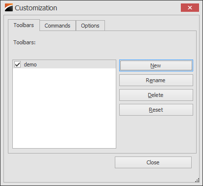 Customise toolbar example two