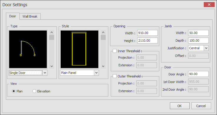 external single door settings