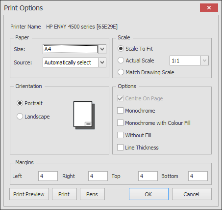 Printer Settings dialog box