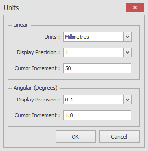 units dialog box