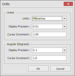 units dialog box