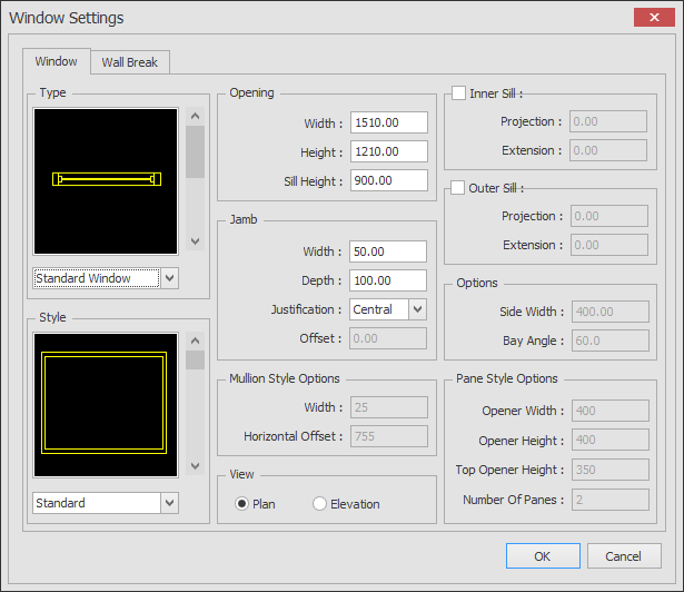 Draft it Architectural wall settings example image number three